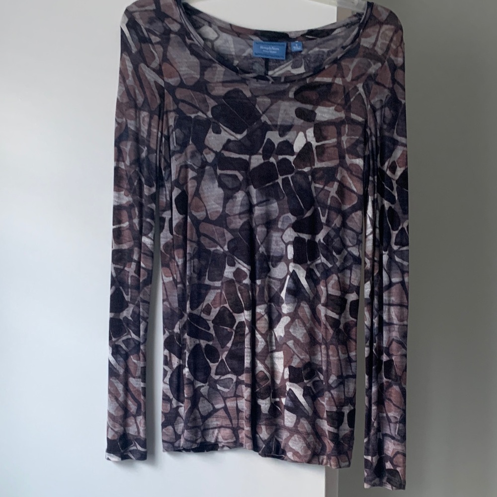 Vera Wang Mosaic Print Long Sleeve Blouse